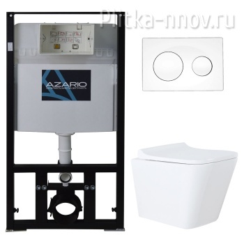 Сет AZARIO инсталляция с панелью смыва + унитаз Teramo (квадратный) с сидением микролифт+ клавиша 0012, белая (AZ-8010-1000+AZ-8200-0012+AZ-0052)