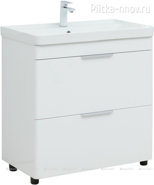 Ирис new 80 белый глянец (2 ящика) Тумба с раковиной напольная Aquanet Ирис new 80 белый глянец (2 ящика) Тумба с раковиной напольная Aquanet